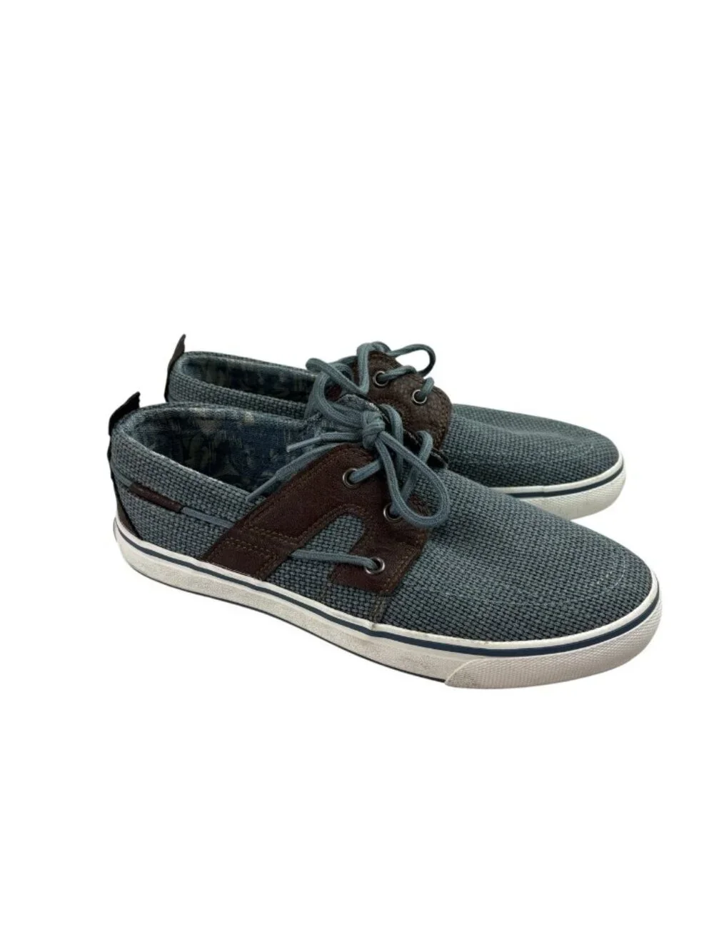 *Tommy Bahama Stripes Lace Up Boat Shoes Mens Size 8 Blue Fabric Comfort Loafer